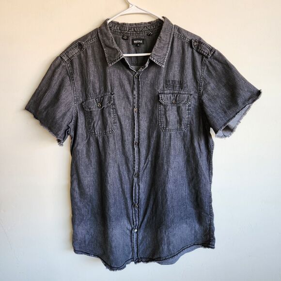 Buffalo David Bitton Short Sleeve Button Down Pocket Shirt Men's XL Gray 0879 - Picture 2 of 12